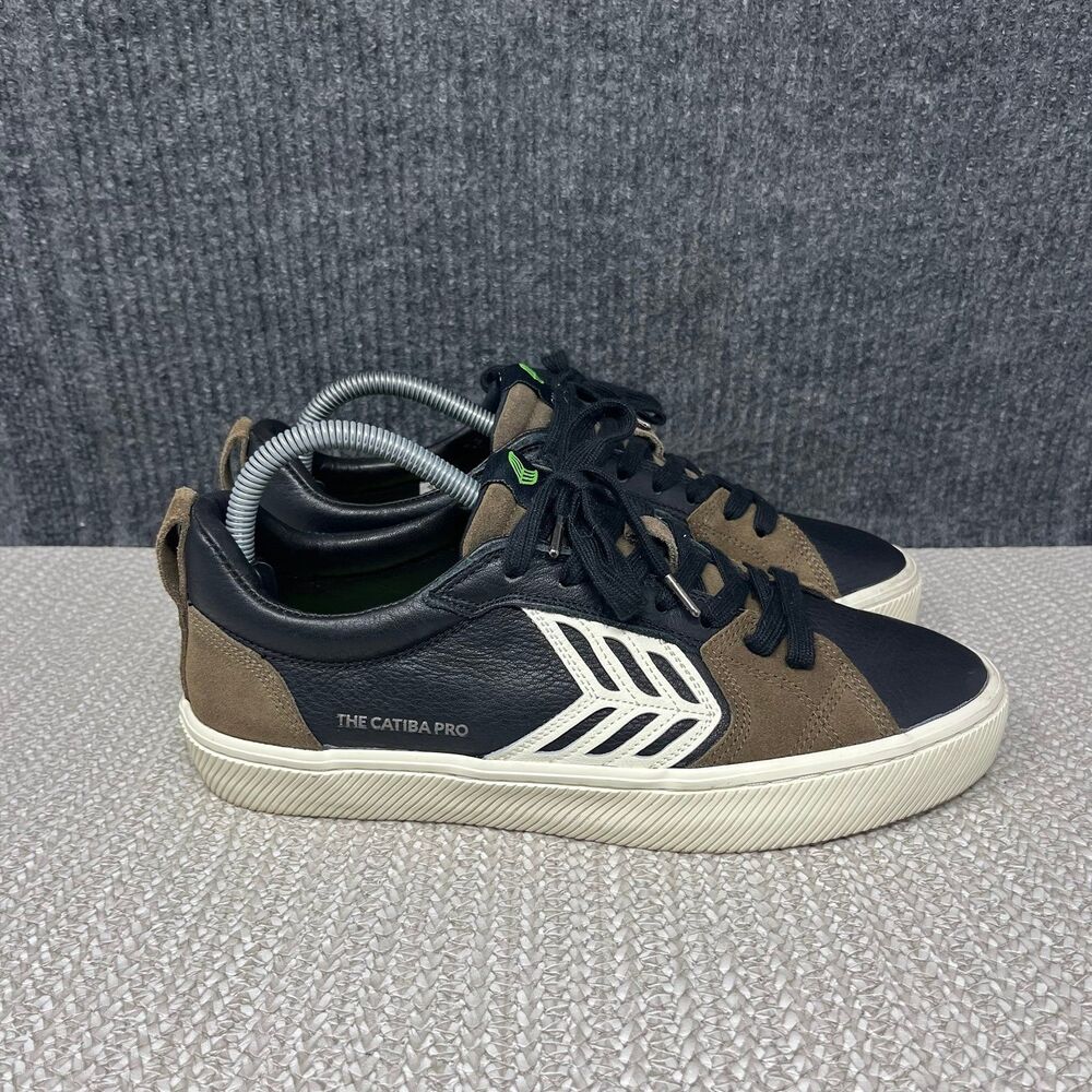 Cariuma Catiba Pro Black Dark Khaki Brown Low Top Sneakers Shoes Men’s 8 / 9.5 W